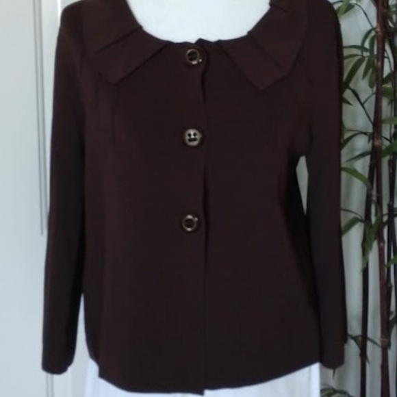 Chocolate Brown Ruffled Collar Sweater - Picture 4 of 6